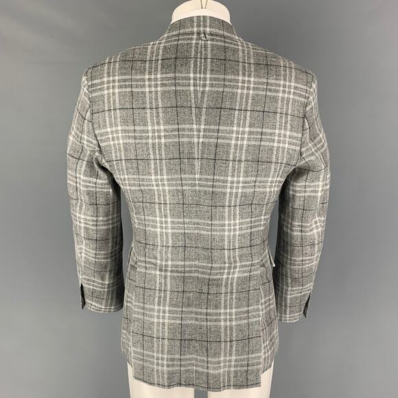 BLACK FLEECE Size 40 Light Grey Plaid Silk Blend Sport Coat - Picture 4 of 8